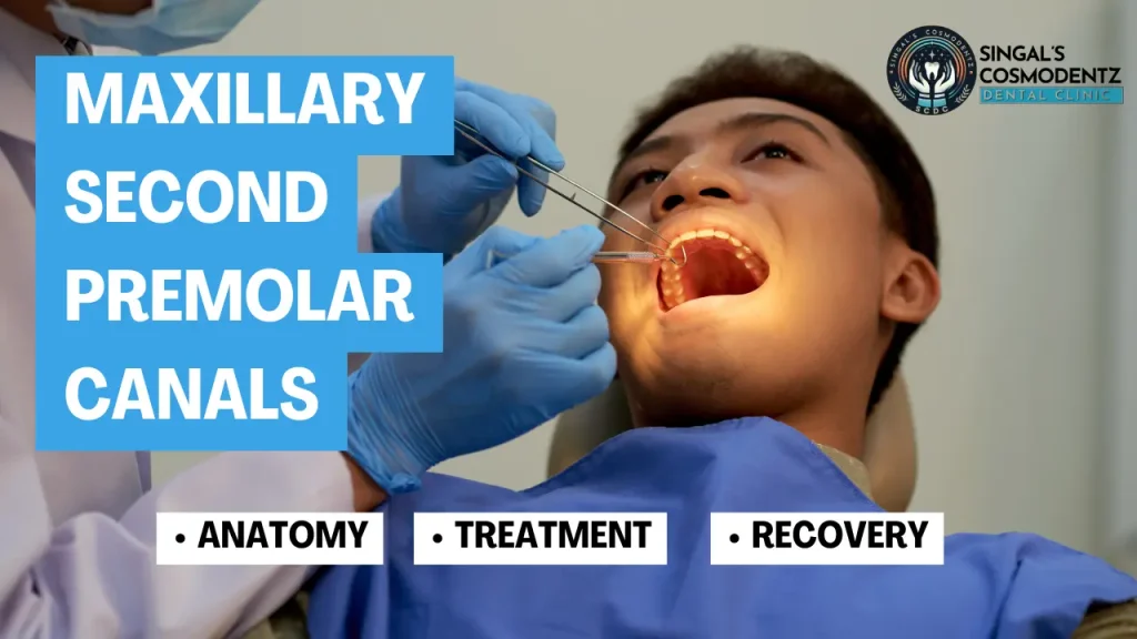 Patient undergoing dental checkup for maxillary second premolar canals treatment – anatomy, treatment, and recovery explained.