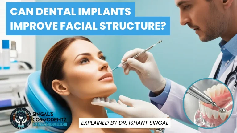 Woman undergoing dental implant evaluation to improve facial structure at Singal’s Cosmodentz Dental Clinic, explained by Dr. Ishant Singal